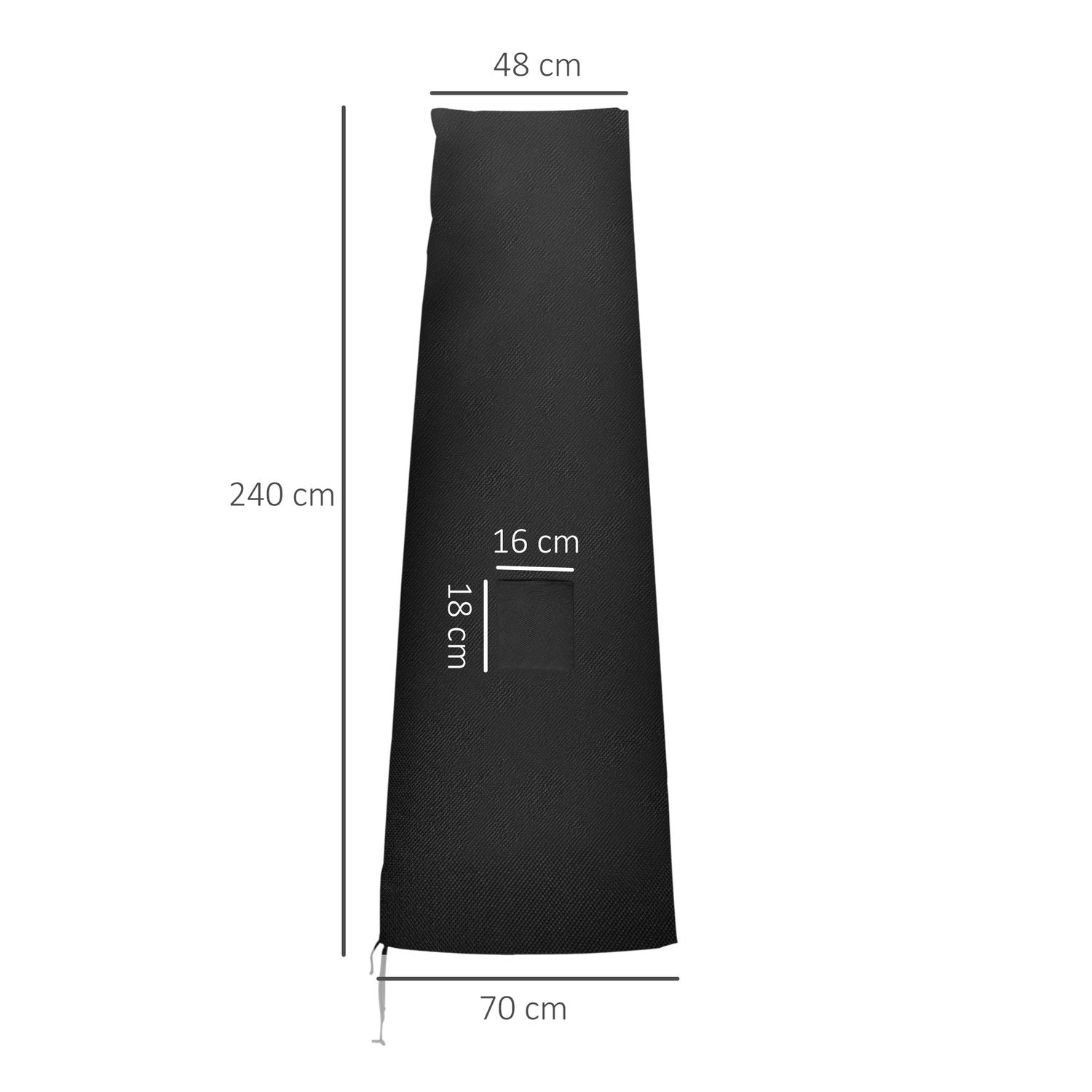 Parasoll Skyddsöverdrag För Parasoll Upp Till Ø400 Cm Skydd Paraply Skydd Huva Med Dragkedja, Fickstång Oxford Tyg Svart