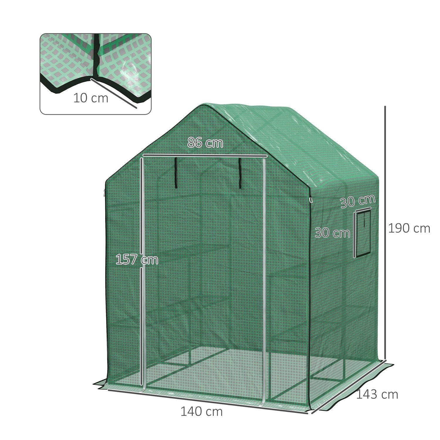 Ersättningsfilm Växthusfilm Med Uv-Skydd Sidofönster Rulldörr Ersättningsskydd Pe Film För Tomato House Green 140 X 143 X 190 Cm