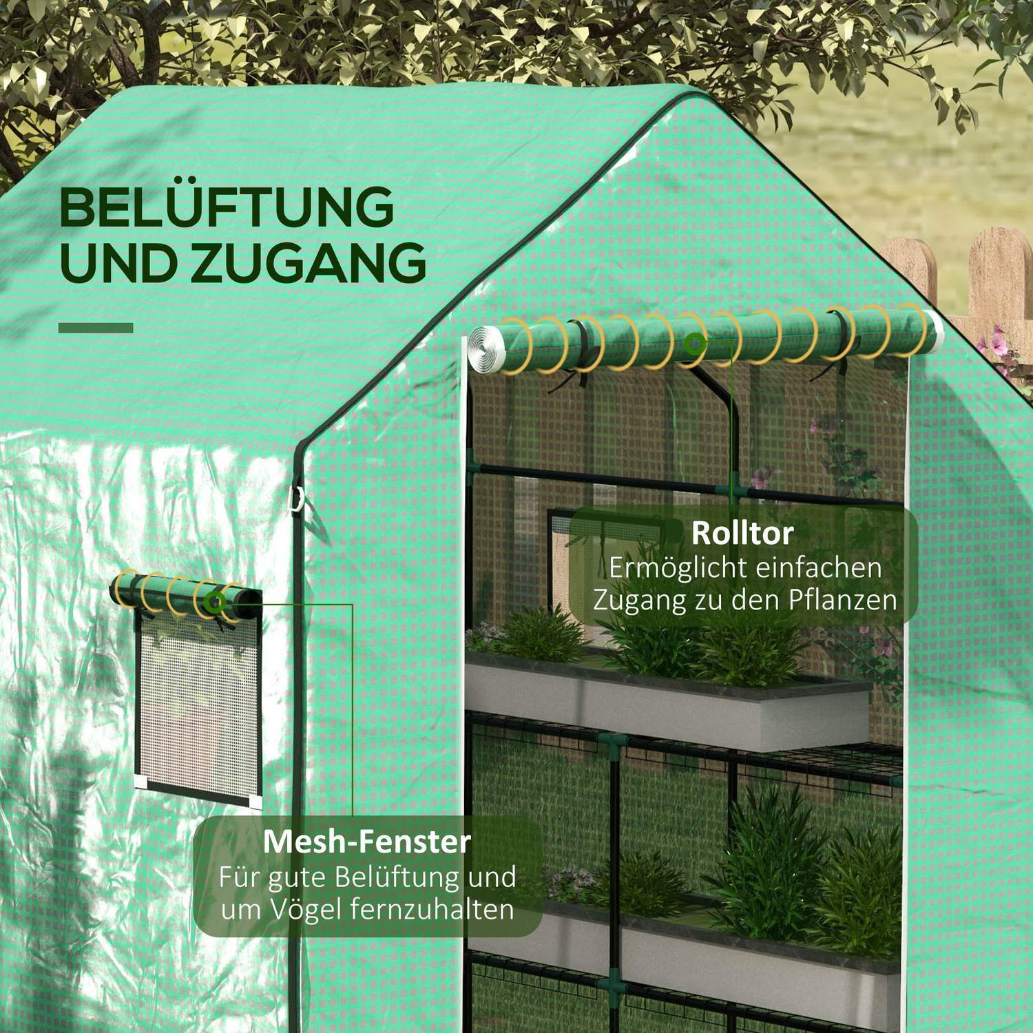 Ersättningsfilm Växthusfilm Med Uv-Skydd Sidofönster Rulldörr Ersättningsskydd Pe Film För Tomato House Green 140 X 143 X 190 Cm