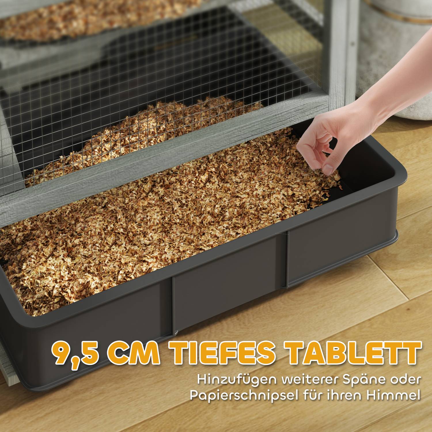 Dvärghamsterbur i trä – 4 nivåer, hyddor och tillbehör