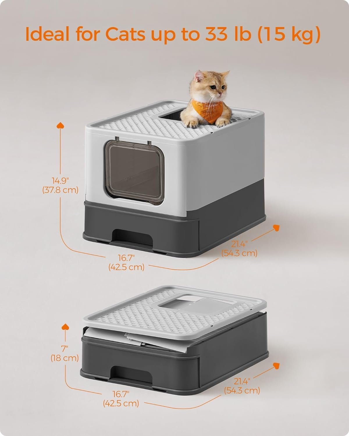 Easy-Clean utdragbar kattsandlåda med anti-läckagedesign