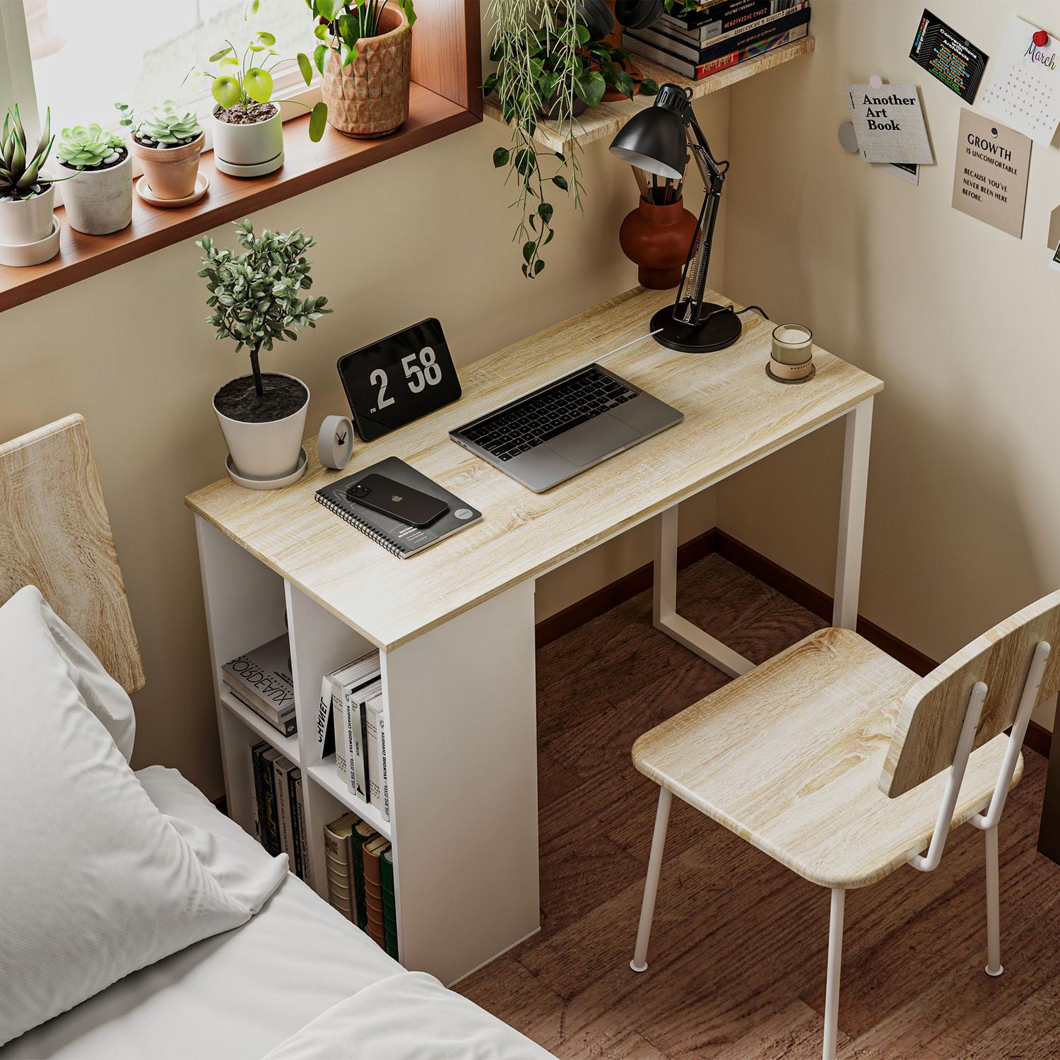 Ek Skrivbord med förvaring – Modern Stålstomme, 100x54x75 cm