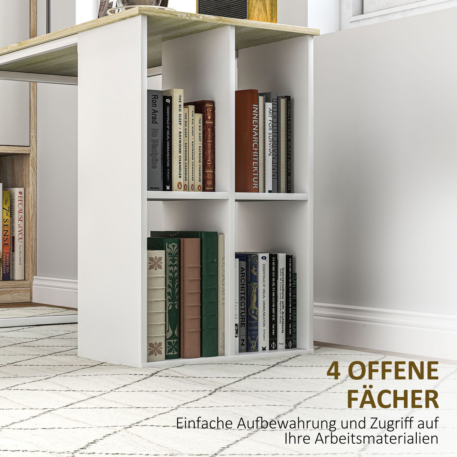 Ek Skrivbord med förvaring – Modern Stålstomme, 100x54x75 cm