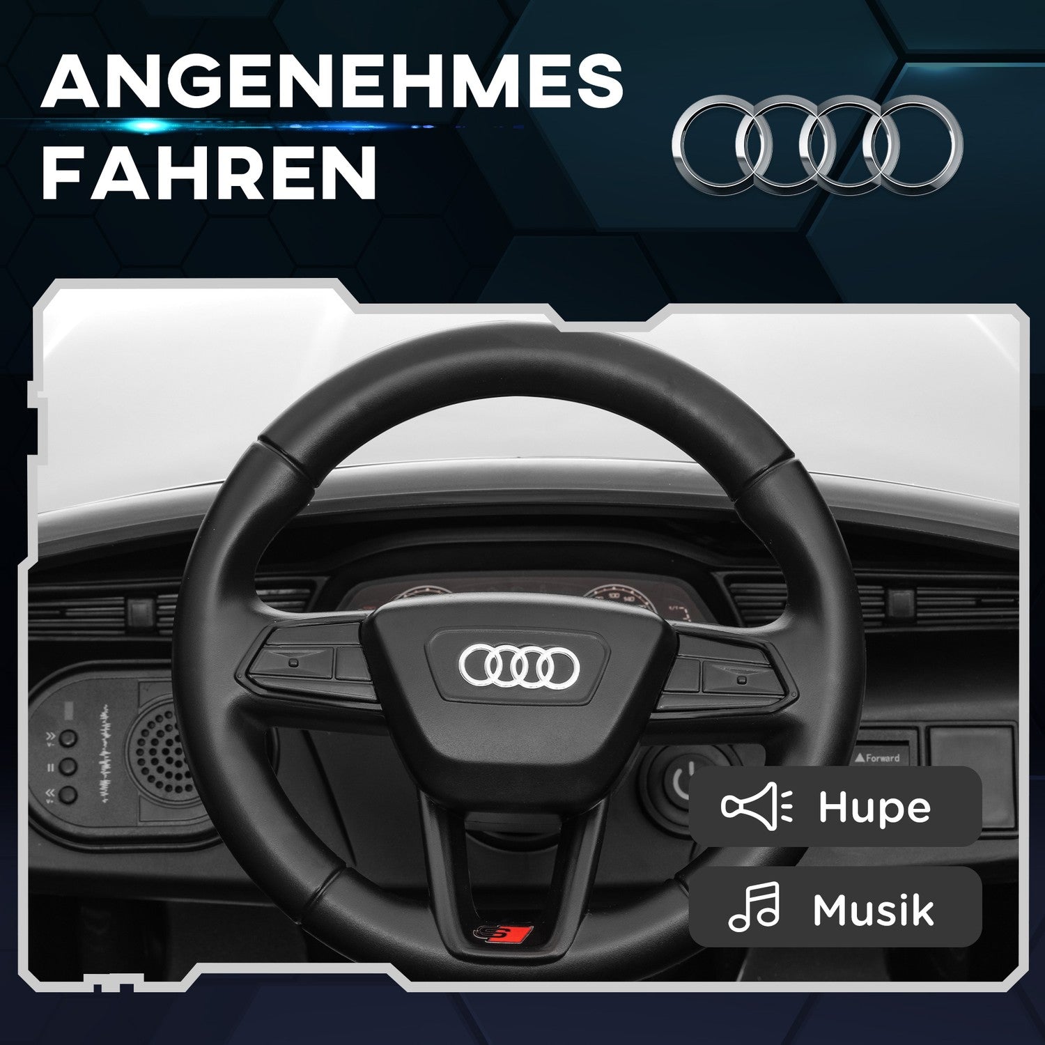 Elbil för barn 12V med fjärrkontroll, MP3 & strålkastare, vit