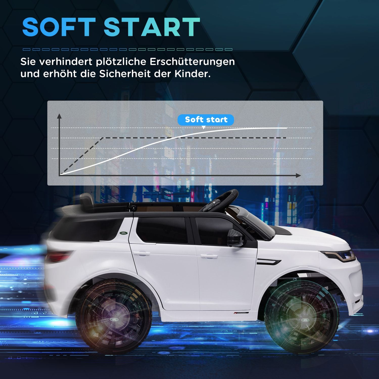 Elbil för barn med fjärrkontroll, LED-lampor, musik, 12V