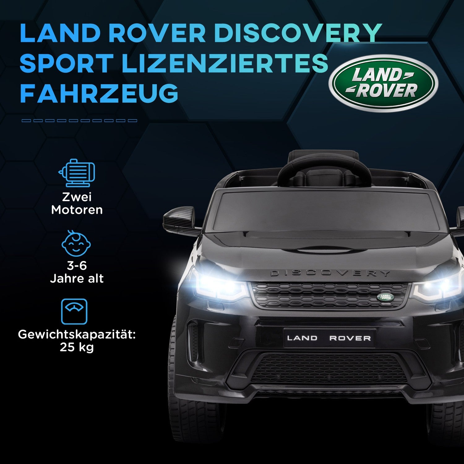 Elbil för barn med fjärrkontroll, lampor & musik