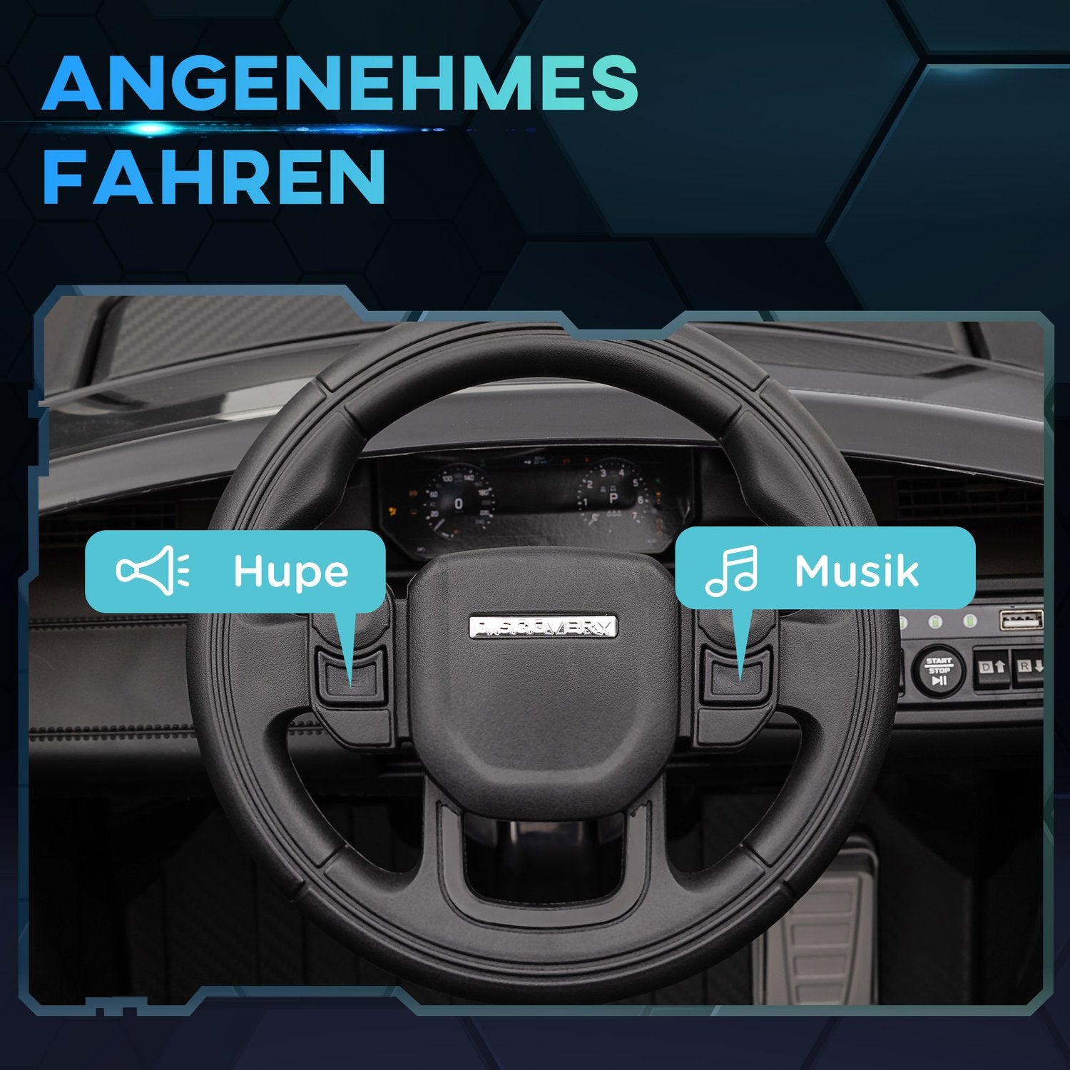 Elbil för barn med fjärrkontroll, lampor & musik