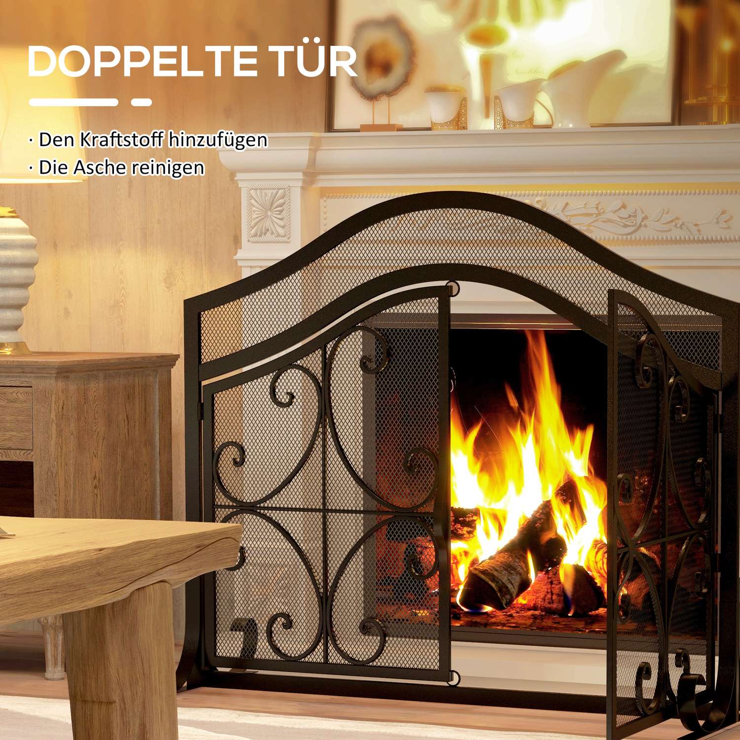 Eldstadsskydd & Grind – Magnetstål, Svart 105x80,5 cm