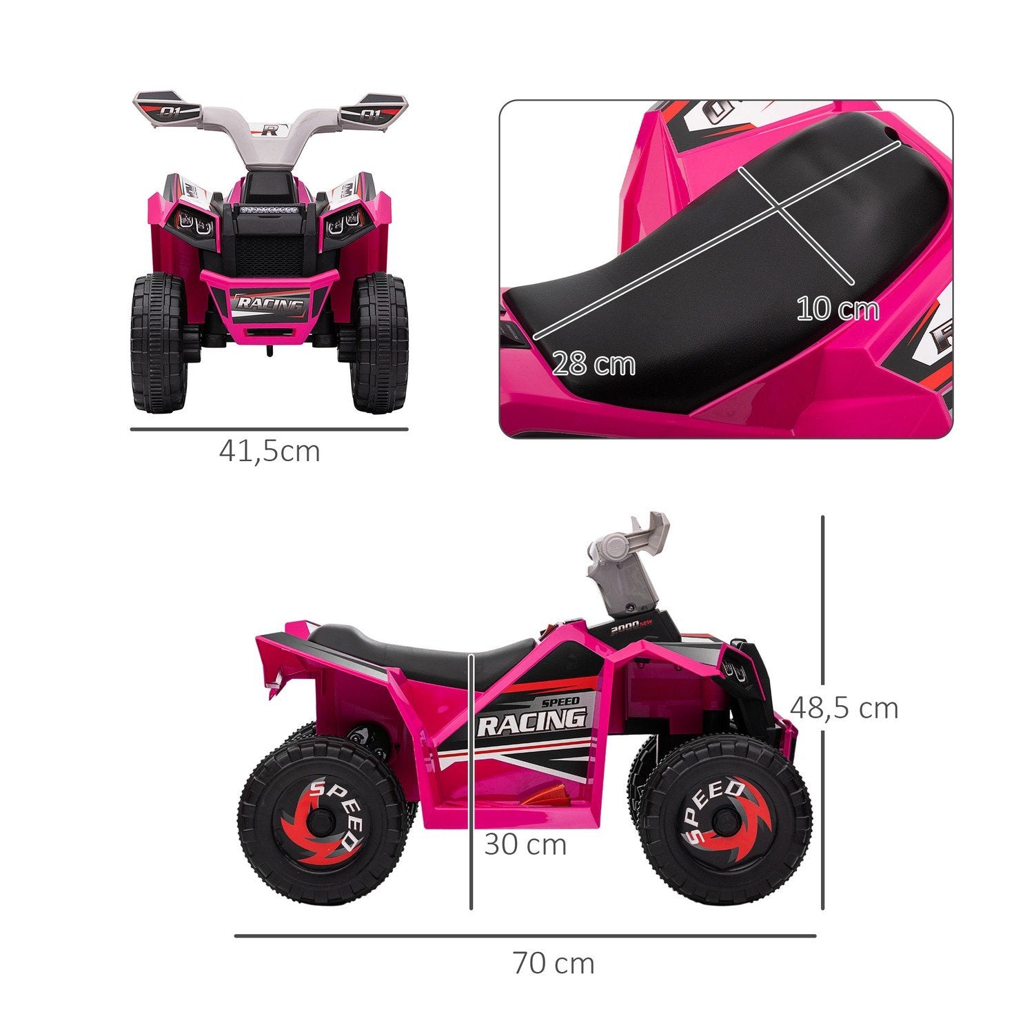 Elektrisk Fyrhjuling För Barn, Miniel Fyrhjuling Med Framåt- Och Backfunktioner, 6 V Elfordon För Barn 1,5-3 År, 2,5 Km/H, Rosa