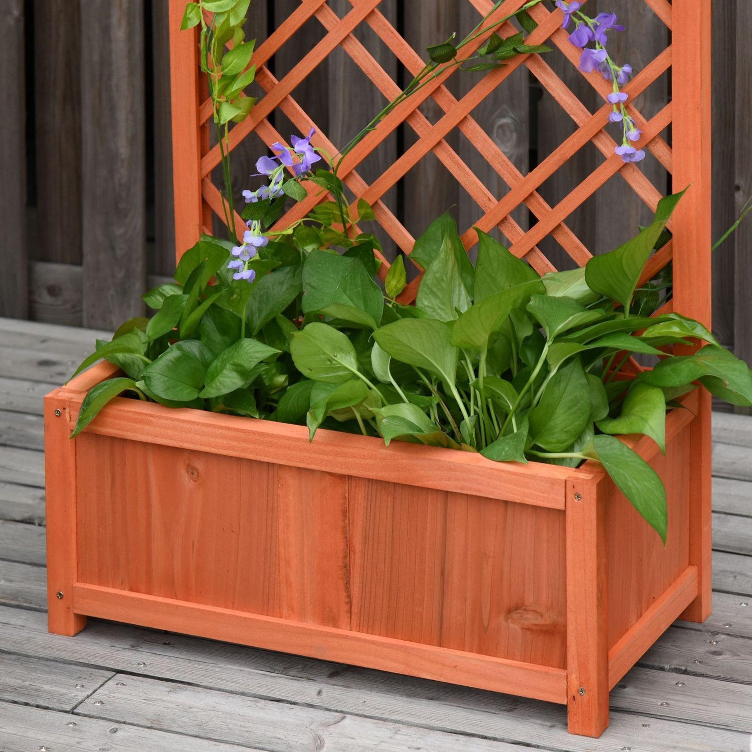 Plant Box Blomstativ Med Spaljé, Trä, Gul, 60X30X122,5Cm