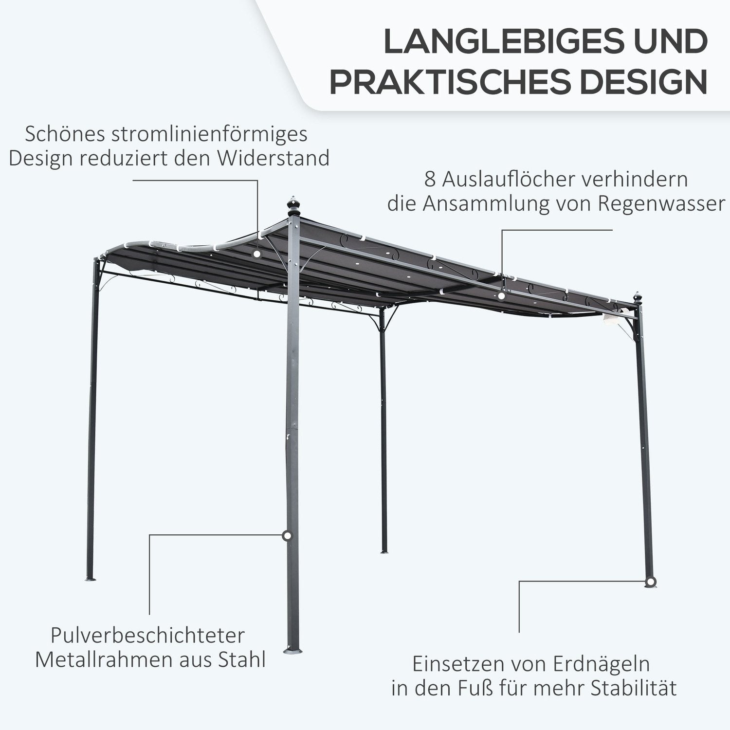 Pergola Garden Gazebo Gazebo Baldakin Tält Metallgrå 297X297Cm