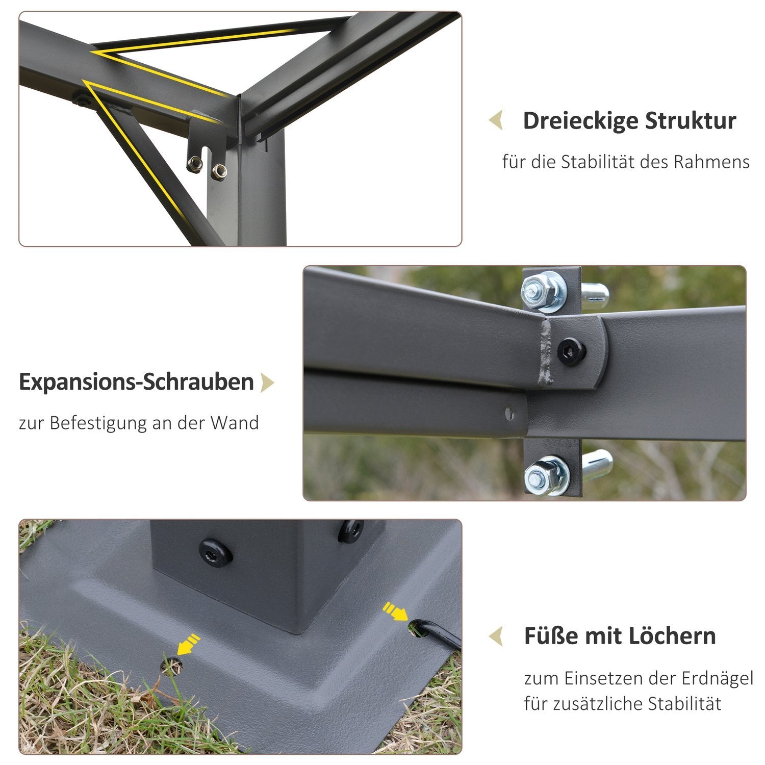 Pergola Gazebo 3 X 3 M Trädgårdspaviljong Bbq Paviljong Med Tyg Tak Uteplats Baldakin Väderbeständig Väggmontering Metall Polyester Krämvit