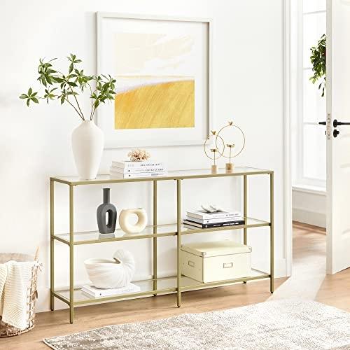 Elegant guld 3-vånings konsolbord med härdat glas