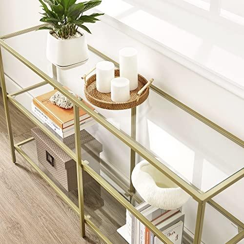 Elegant guld 3-vånings konsolbord med härdat glas