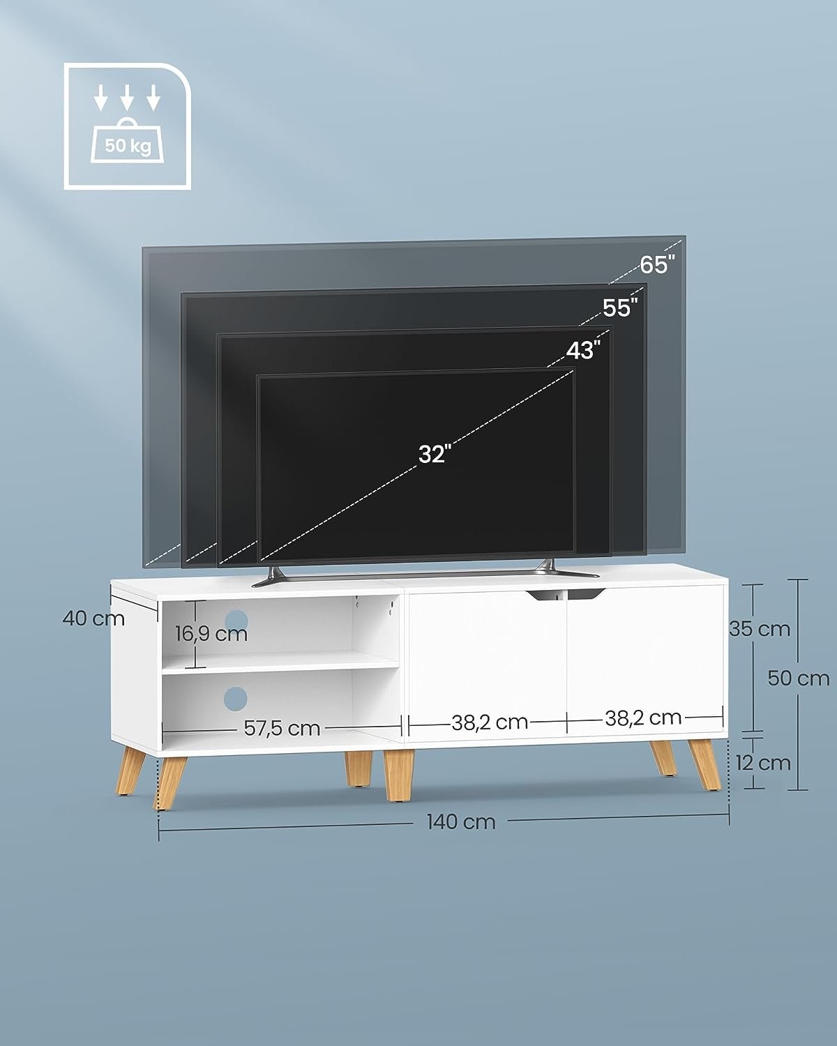 Elegant vitt TV-skåp för charm i vardagsrummet