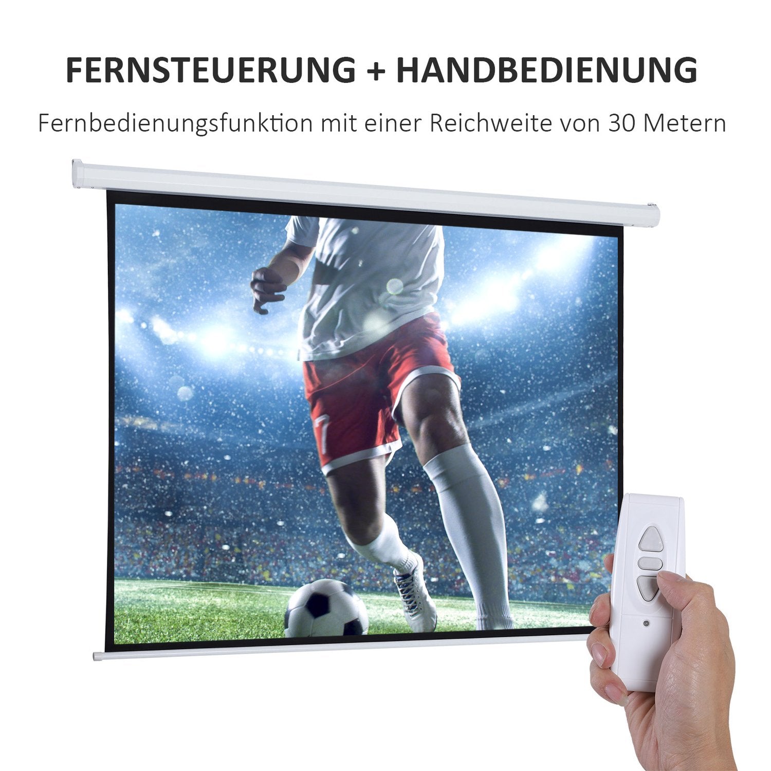 Elektrisk 4:3 projektorduk 203x152 cm med fjärrkontroll