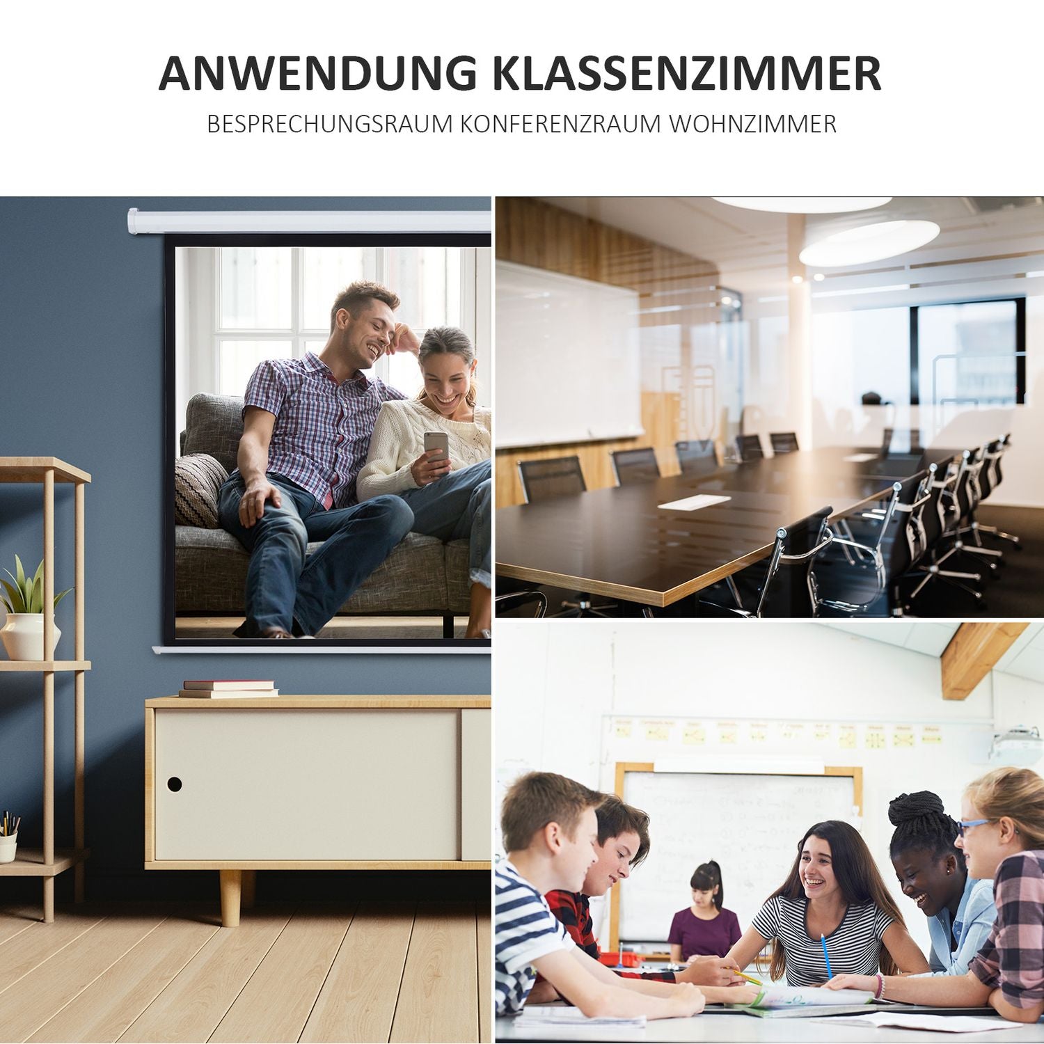 Elektrisk 4:3 projektorduk 203x152 cm med fjärrkontroll