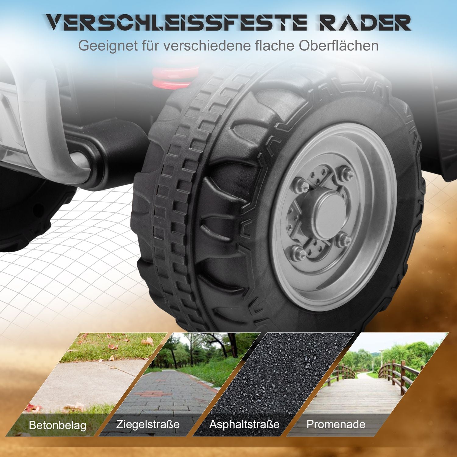 Elektrisk ATV för barn med LED-lampor och horn, svart