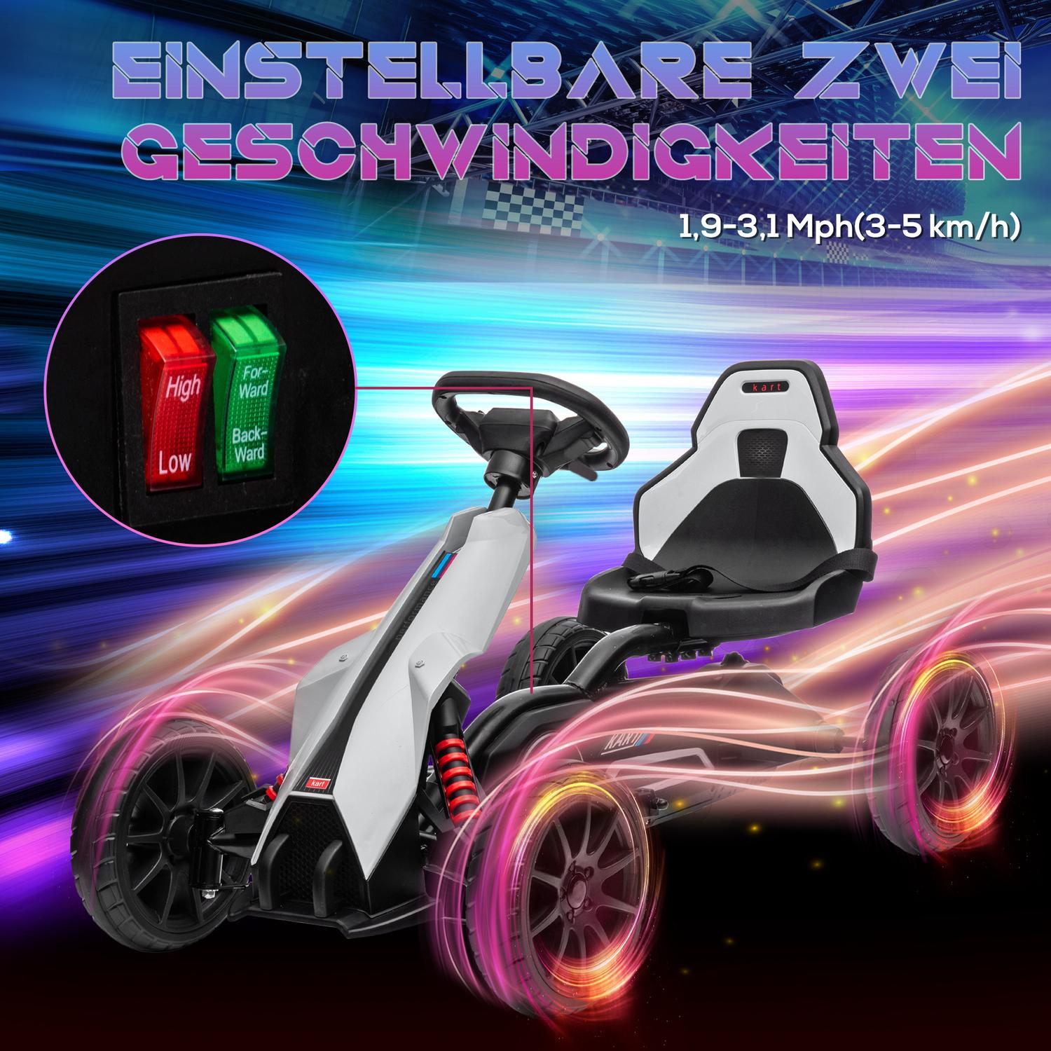 Elektrisk Drift Go-Kart för barn, 12V, 3-8 år, Vit