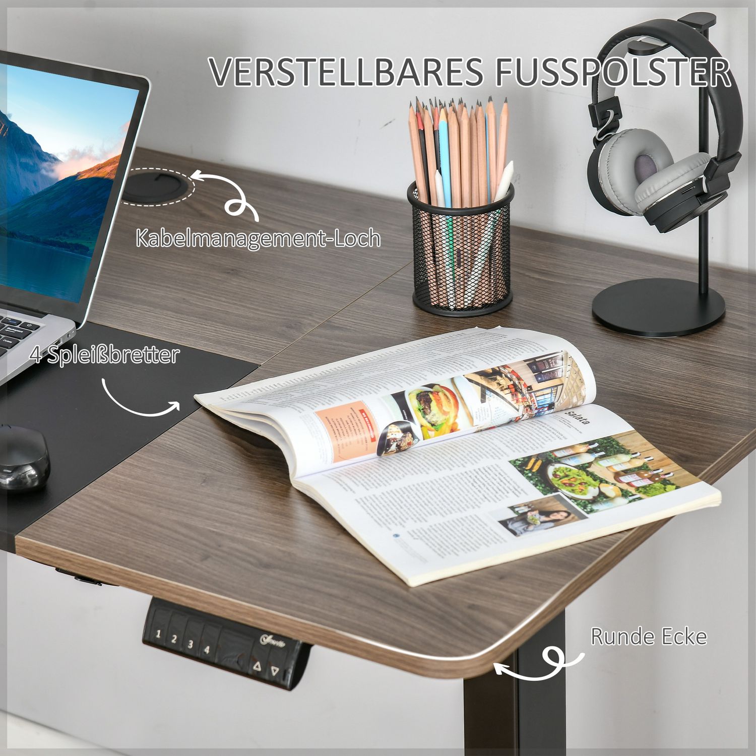 Elektrisk Ståbordsram, Motoriserad Höjdjusterbar, 140x70Cm