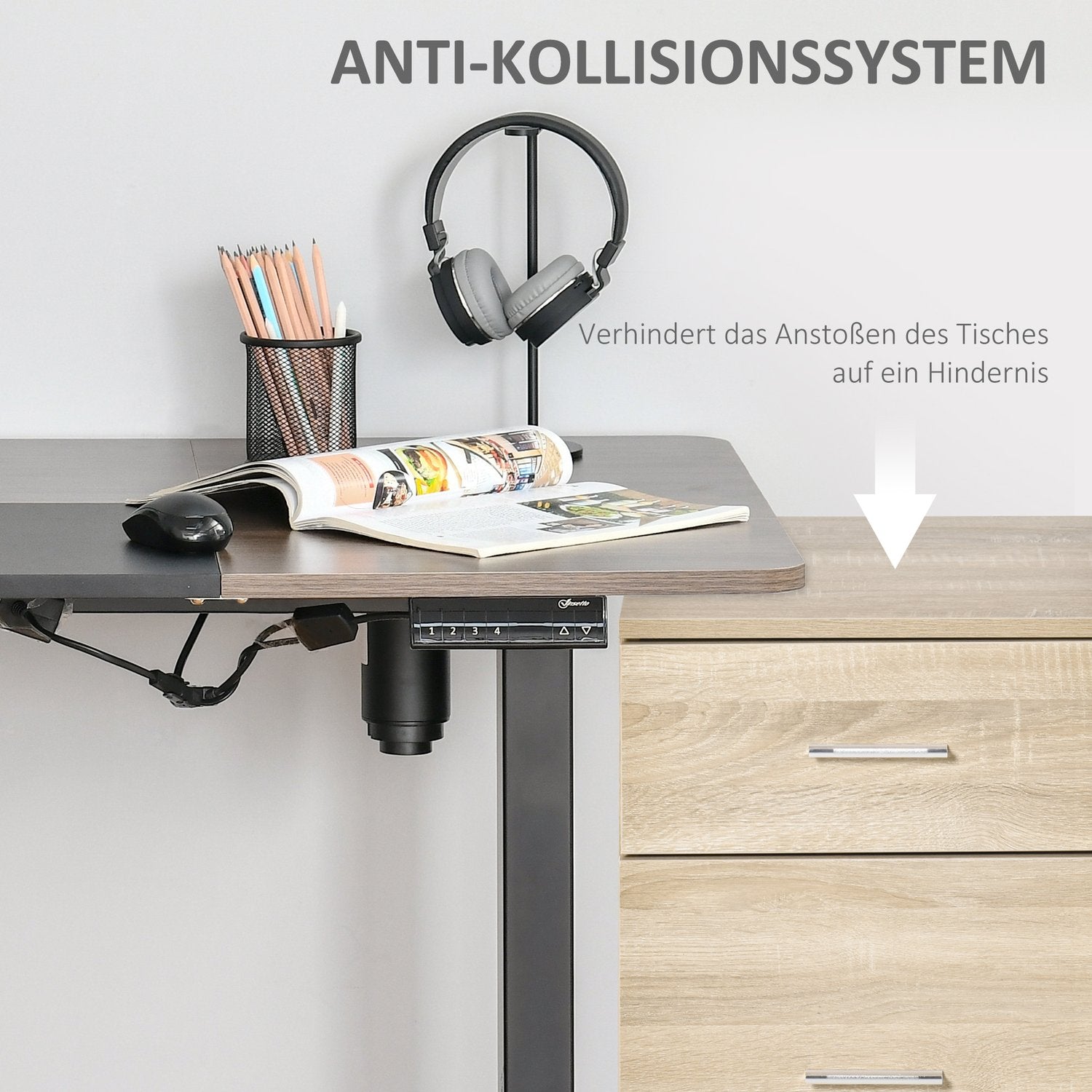 Elektrisk Ståbordsram, Motoriserad Höjdjusterbar, 140x70Cm