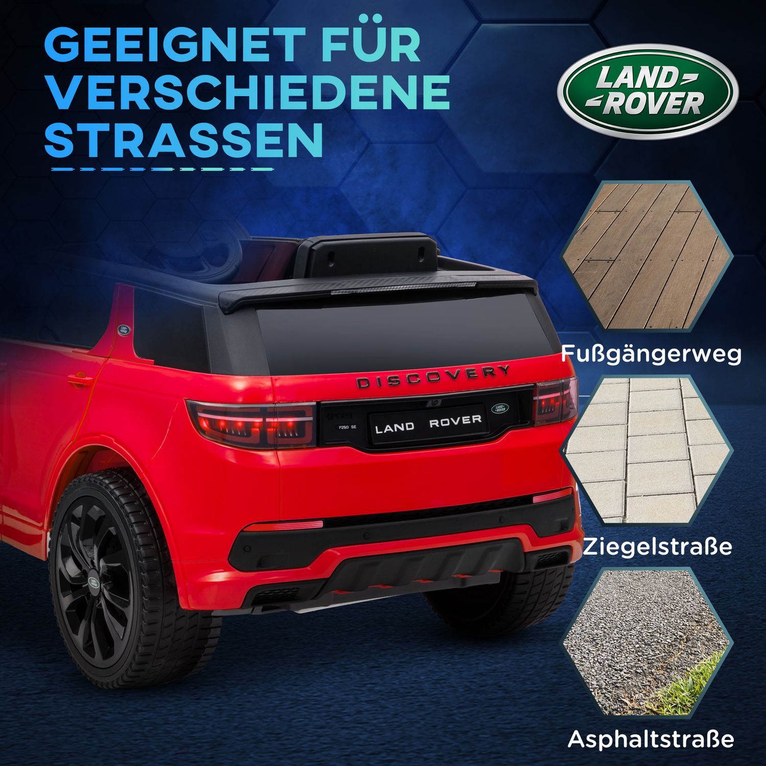 Elektrisk barnbil 12V med fjärrkontroll, LED-lampor, röd