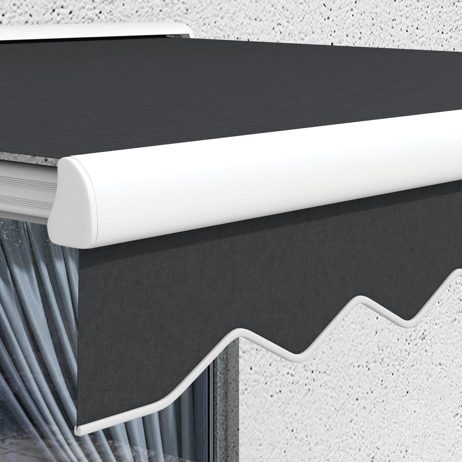 Elektrisk fällarmsmarkis 2,5x2m, fjärrkontroll & handvev