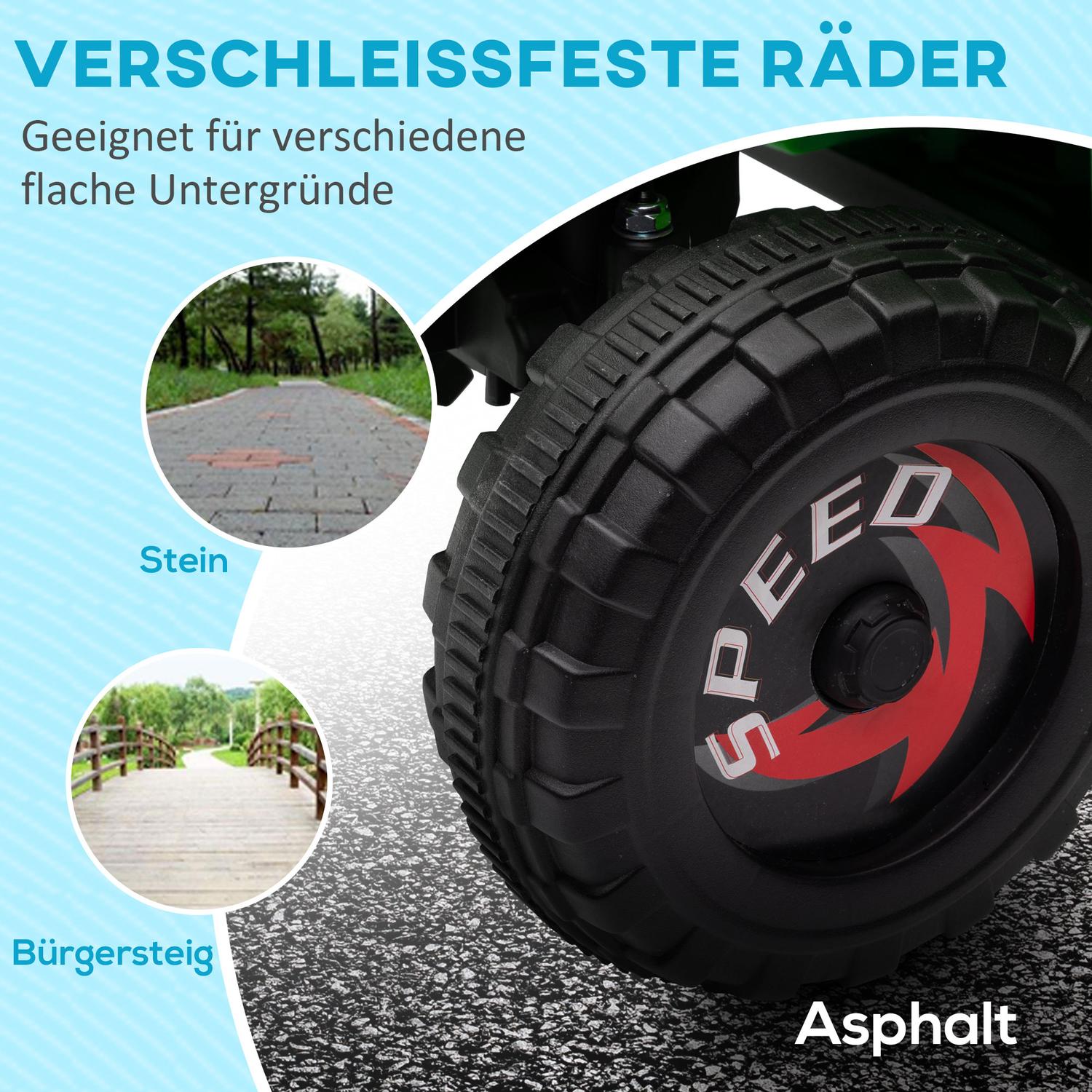 Elektrisk fyrhjuling för barn med släp – 6V, 2,5 km/h, grön
