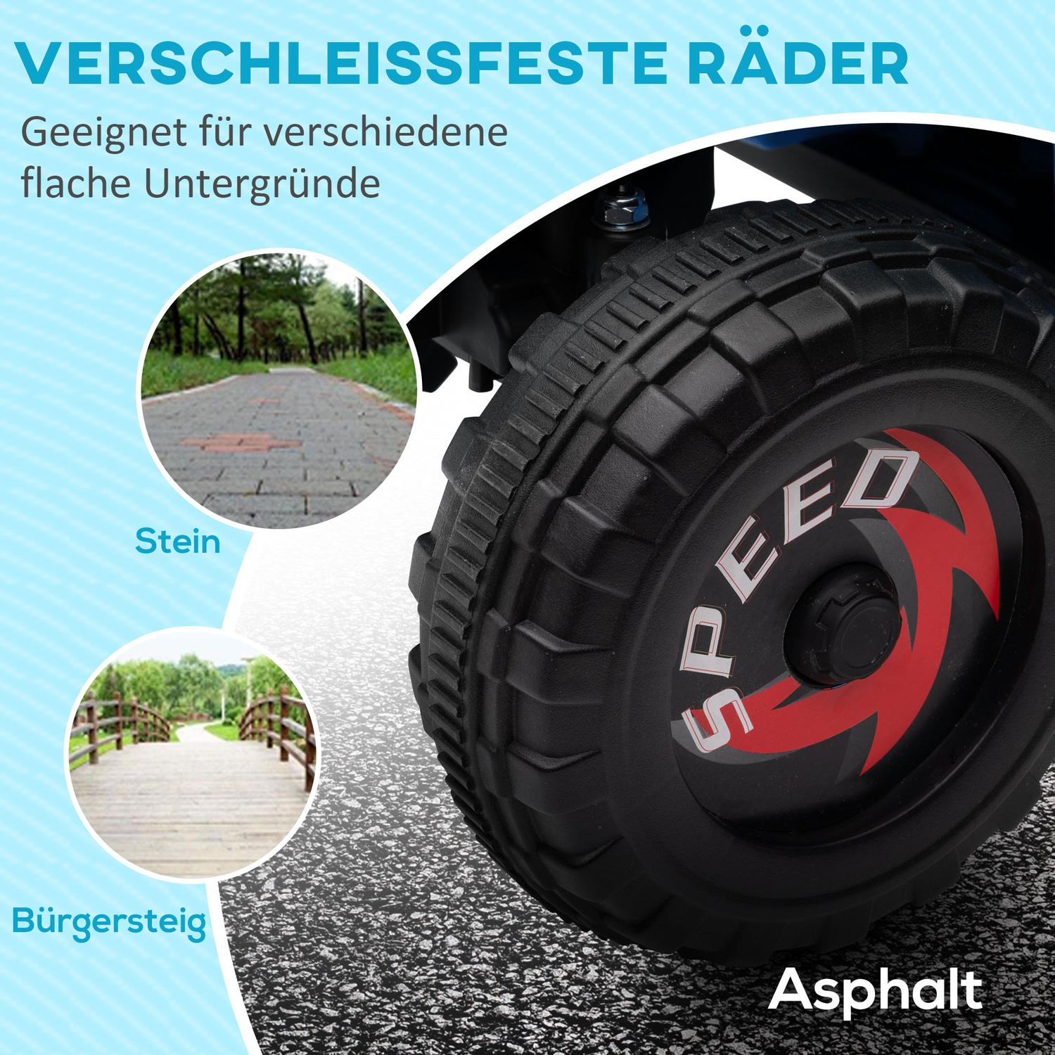 Elektrisk fyrhjuling för barn med släp, 6V, blå, 1,5-3 år