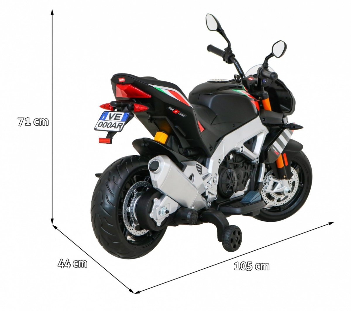 Elektrisk åkande motorcykel med MP3, USB, lampor