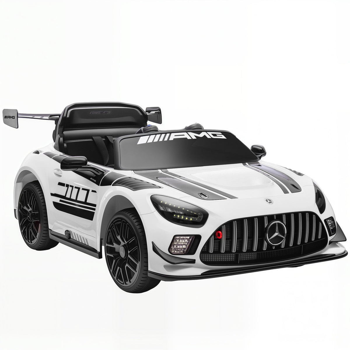 Elektrische kinderauto, 12V-accu, ledverlichting, wit