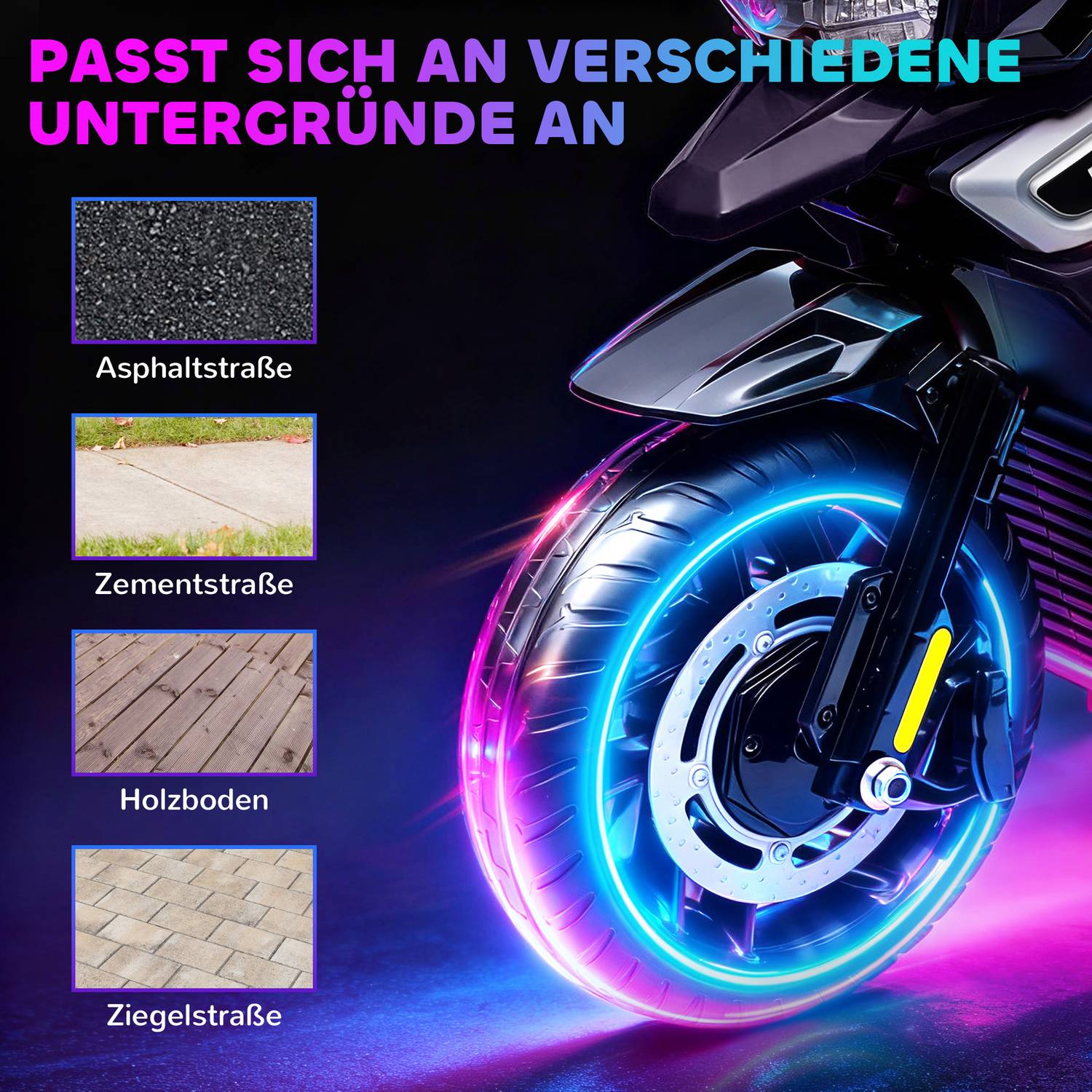 Elektrisk åkmotorcykel för barn, 18-36 månader, svart