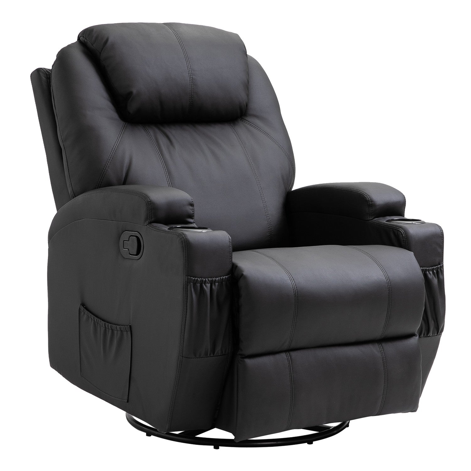 Elektrisk massagestol, liggande, 5 lägen, svart konstläder