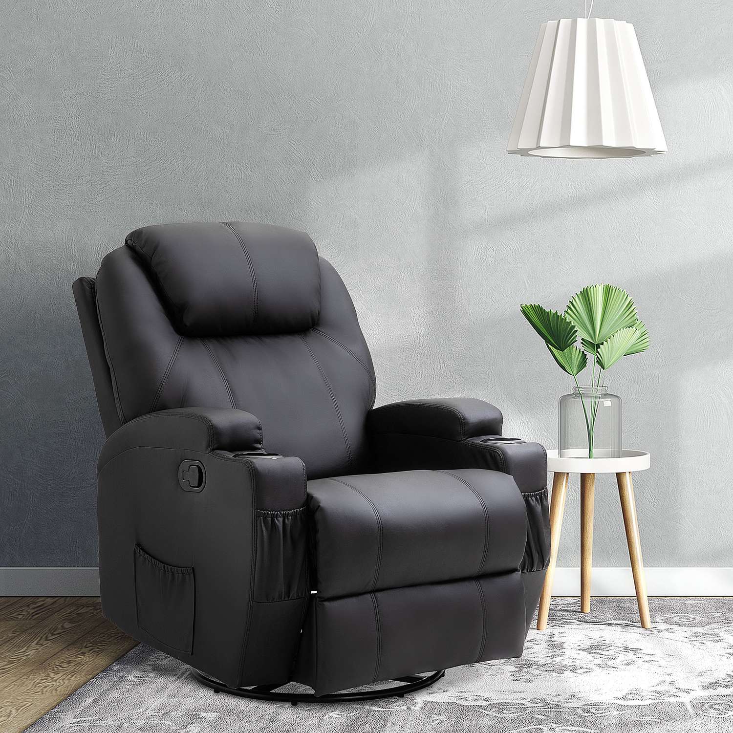 Elektrisk massagestol, liggande, 5 lägen, svart konstläder