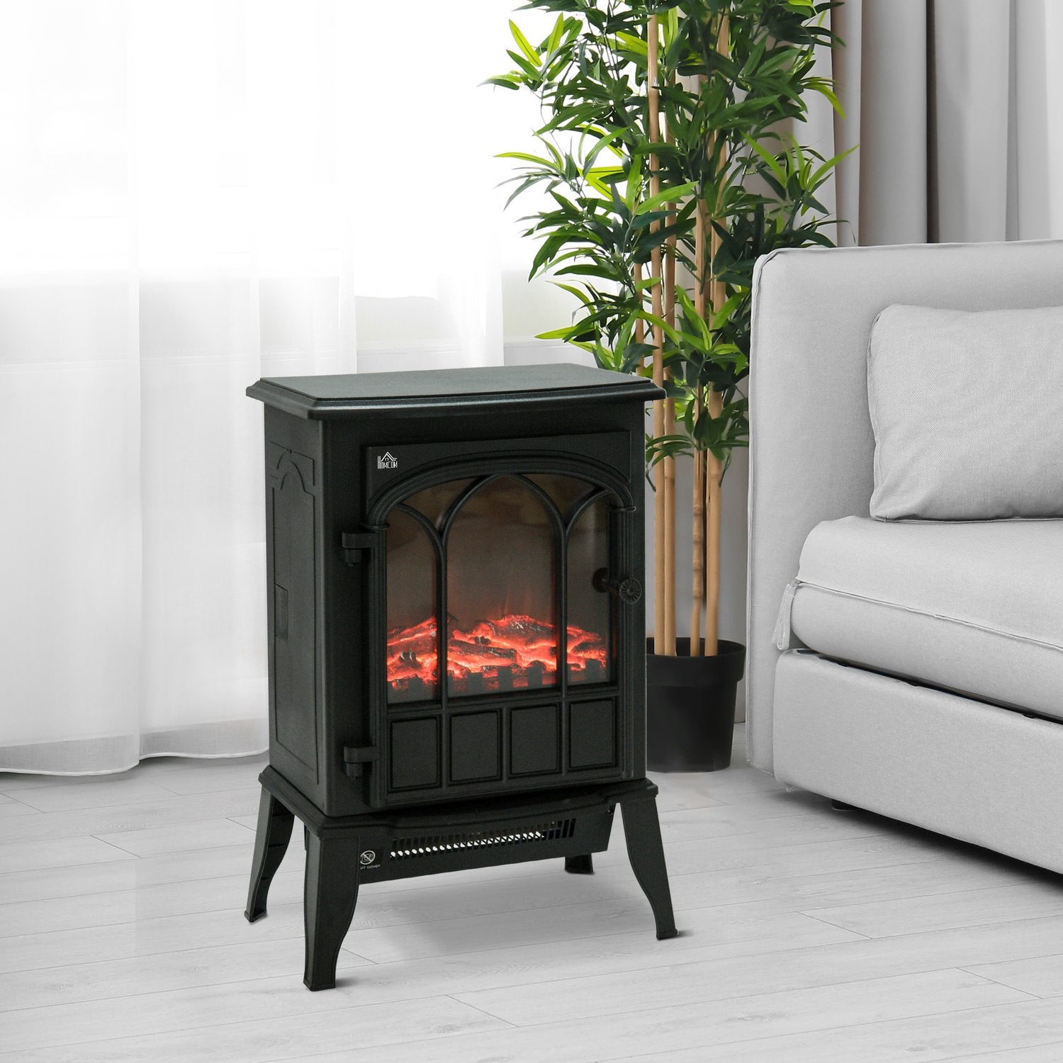 Elektrisk öppen spis, 2000W, LED-flamma, Lågbrus, Metallsäkerhet