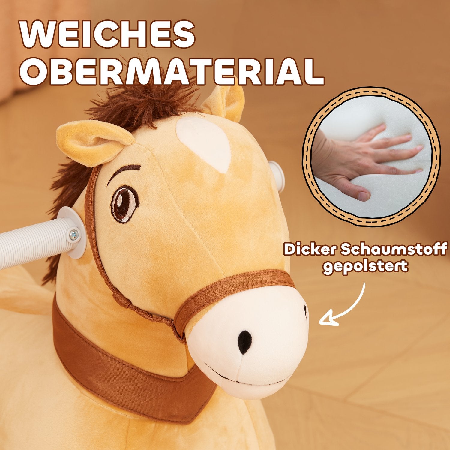 Elektrisk ridleksak för barn 1,5-3 år, brun