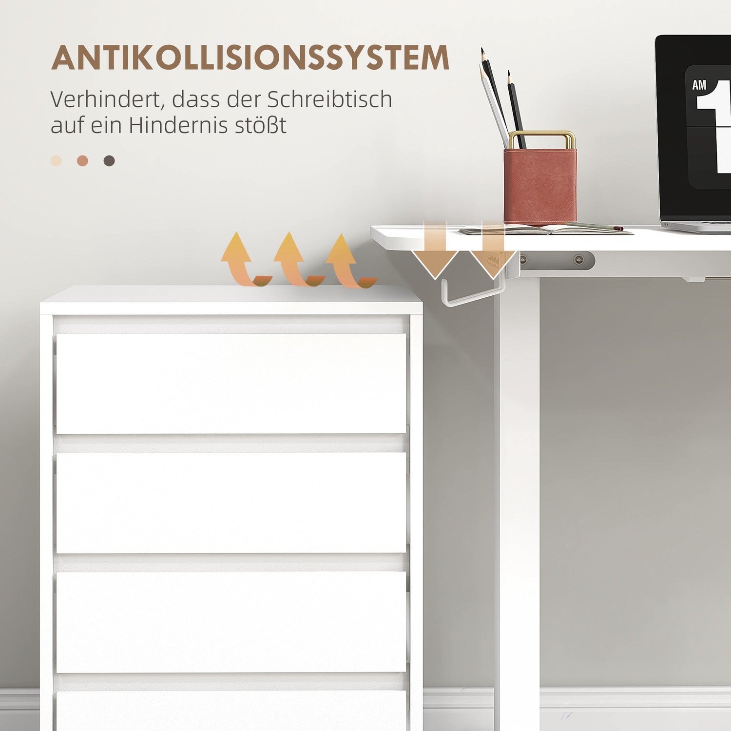 Elektriskt ståbord, justerbar höjd, 120x60cm, vit