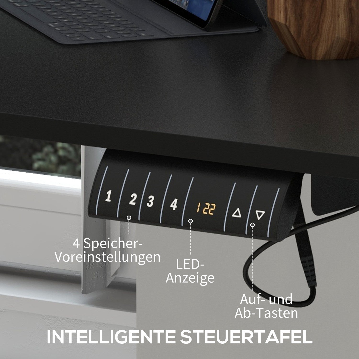 Elektriskt stå-upp skrivbord, anti-kollision, justerbar höjd