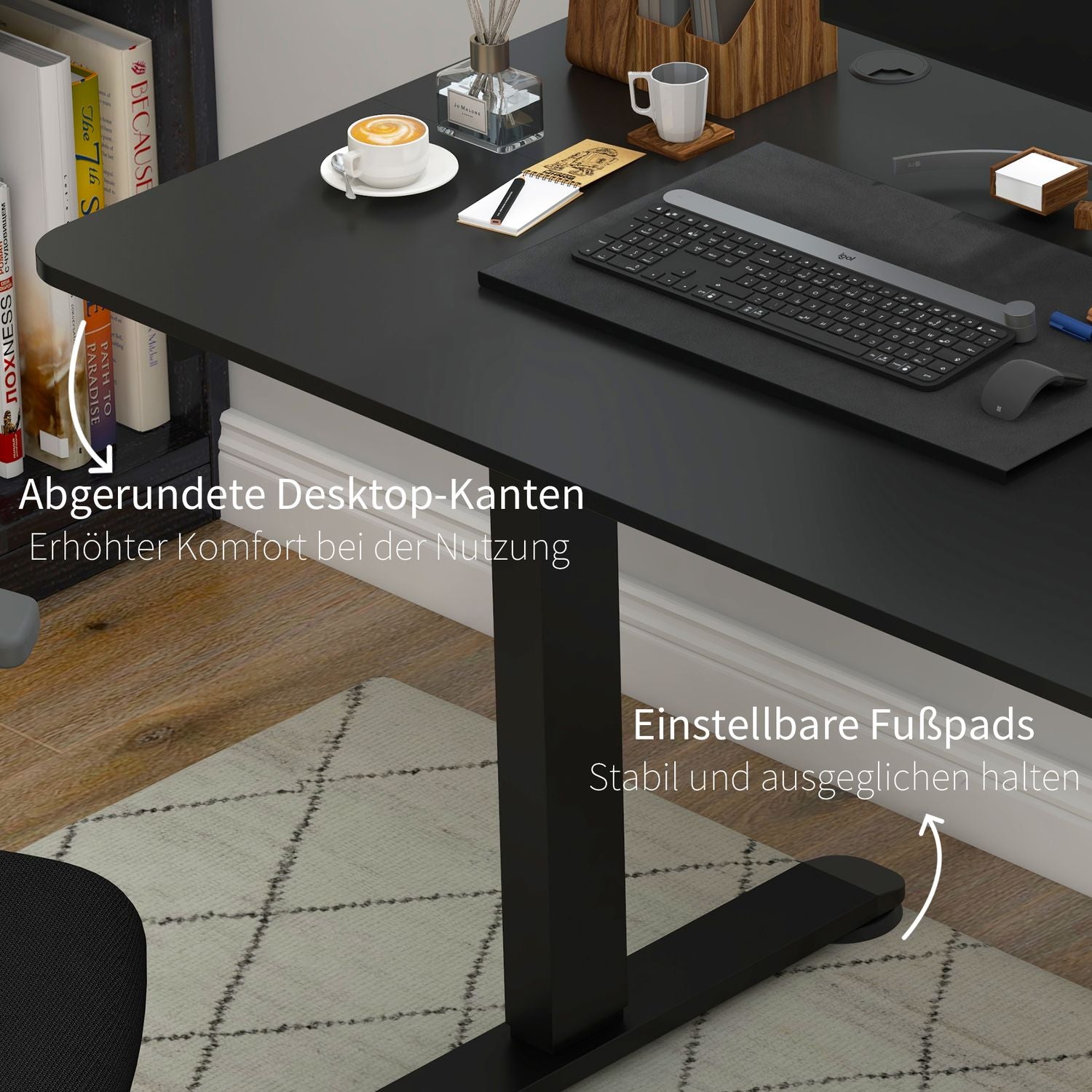 Elektriskt stå-upp skrivbord, anti-kollision, justerbar höjd