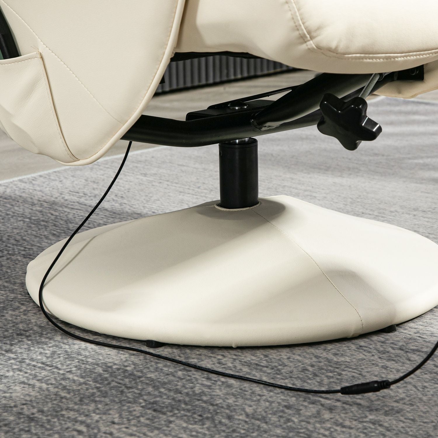 Elektrisk vilstol massagestol med fotpall, gräddvit