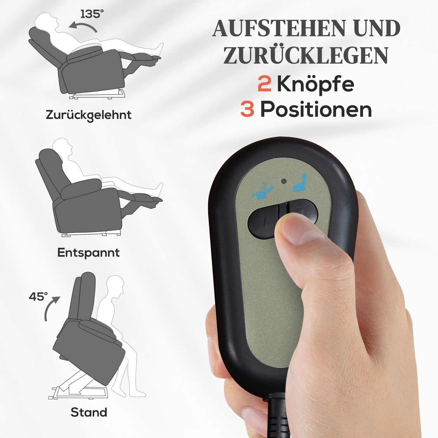 Elektrisk vilstol – massage, värme, USB-portar, mörkgrå