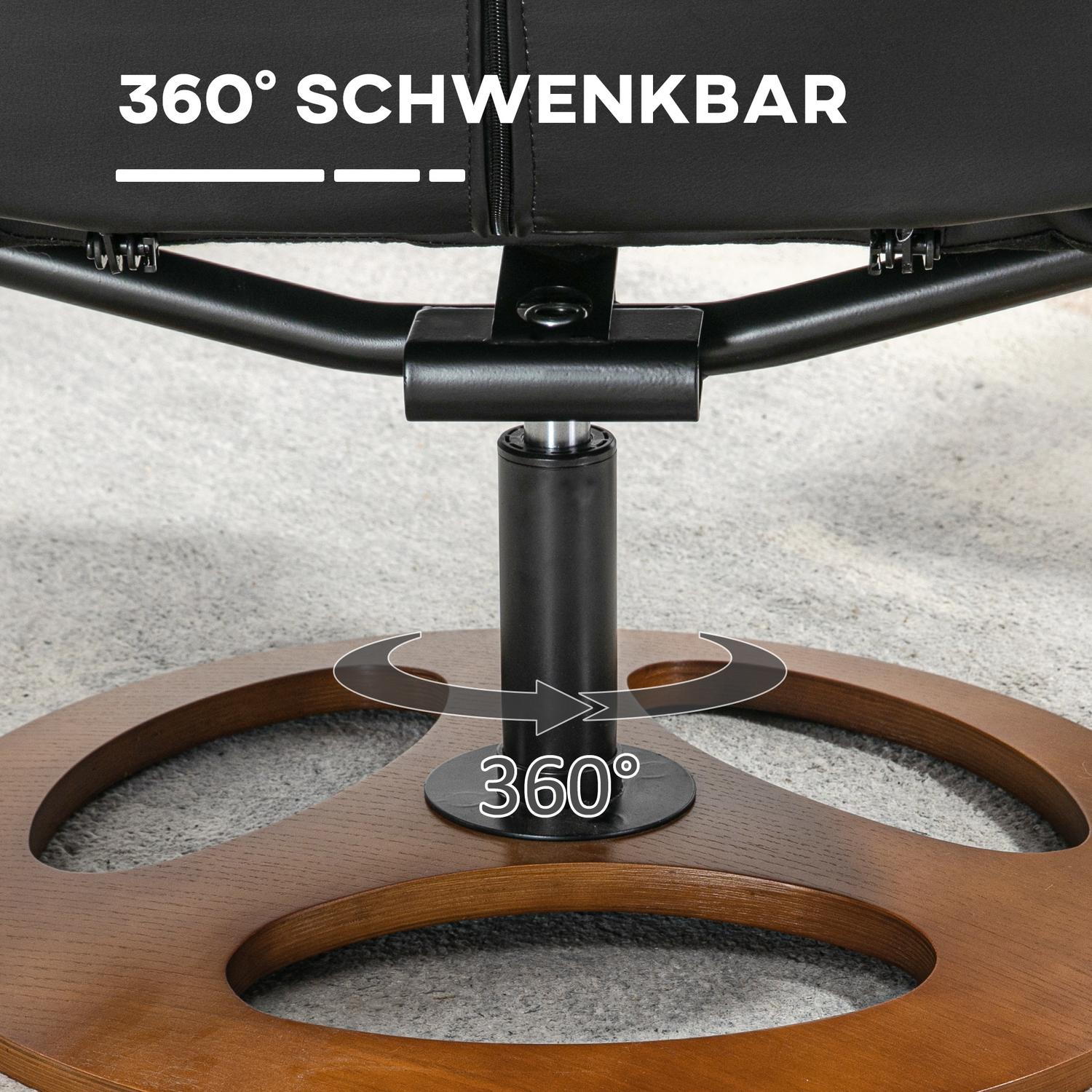 Elektrisk vilstol med pall, 130° lutning, svart konstläder