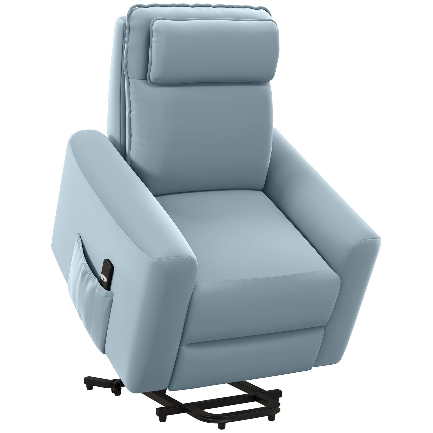 Elektrisk vilstol med ståhjälp, sammet, vadderad