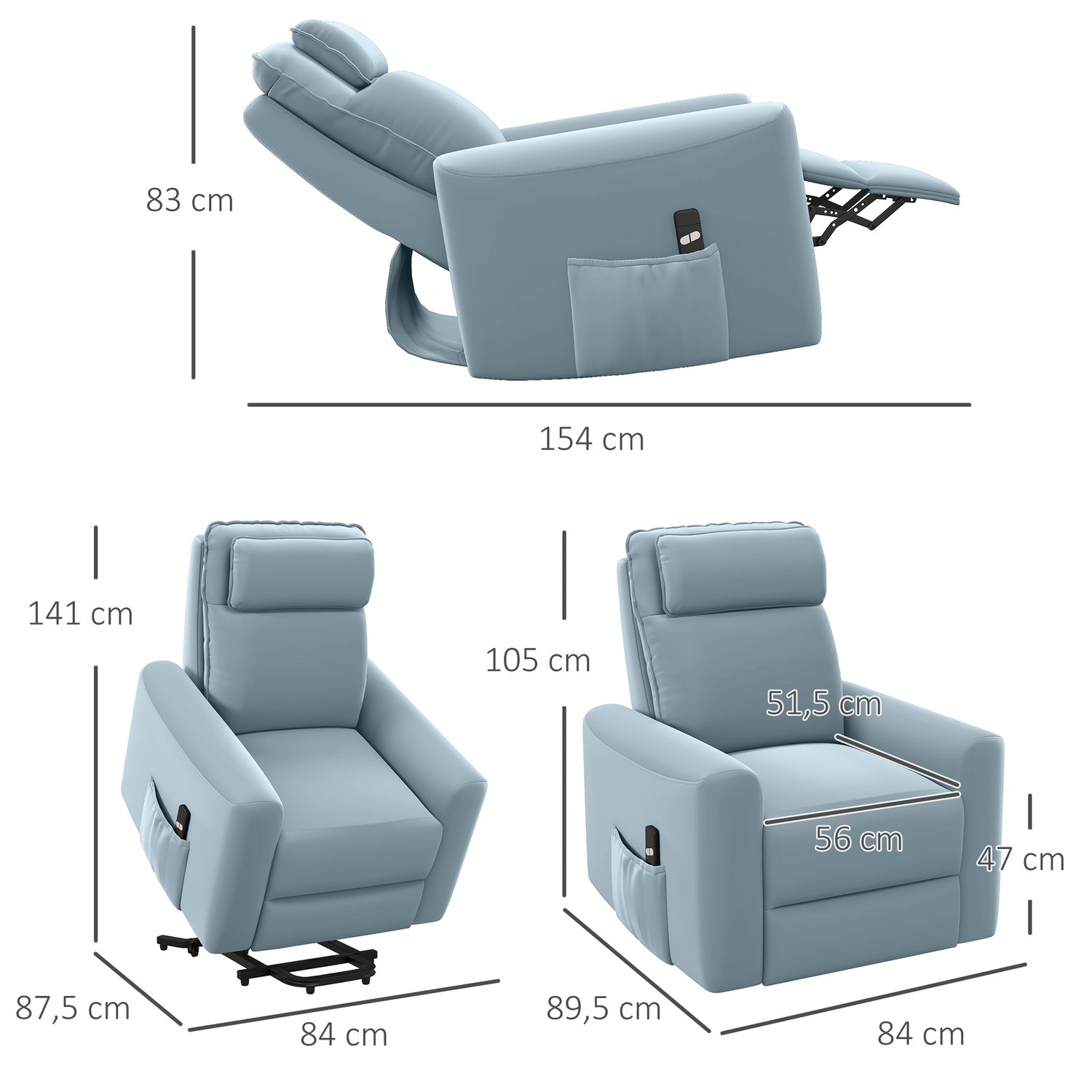 Elektrisk vilstol med ståhjälp, sammet, vadderad