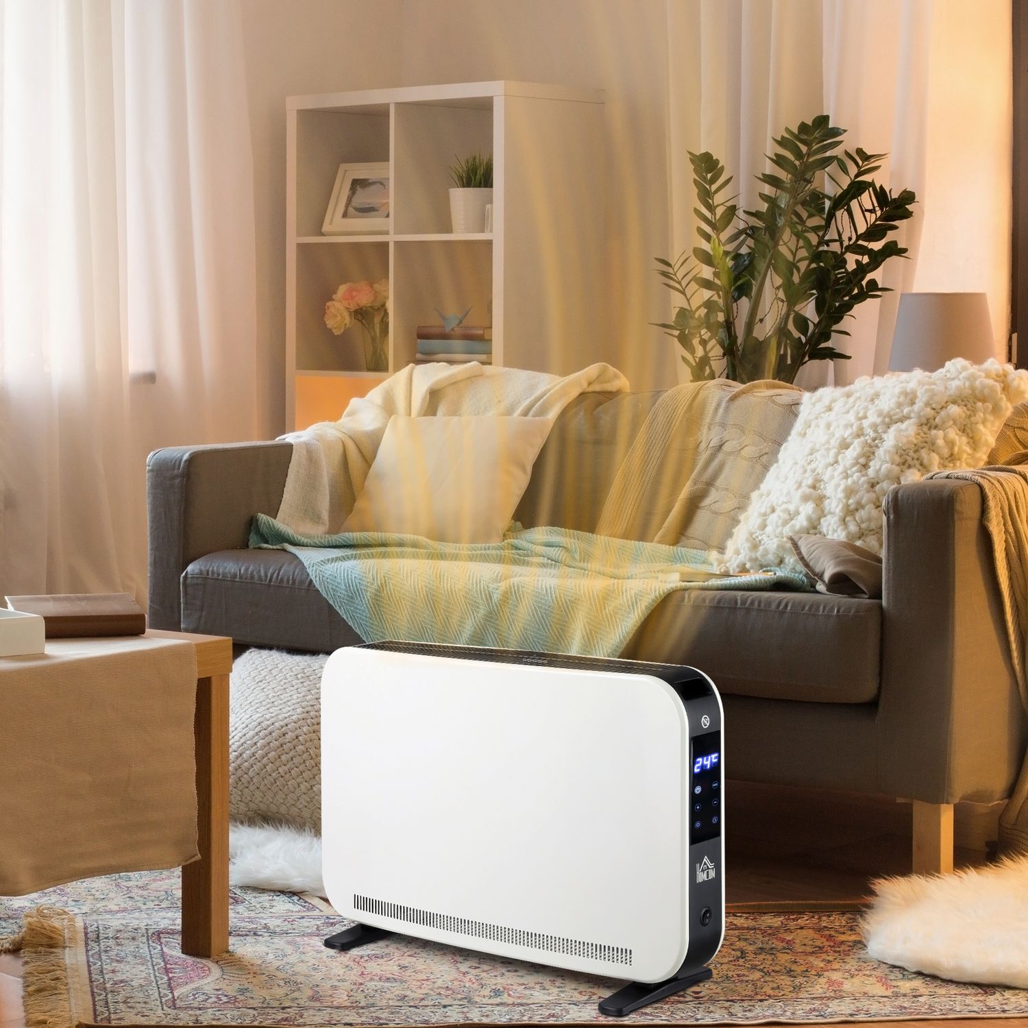 Elektrisk värmefläkt 2180W, 3 värmenivåer, timer, vit
