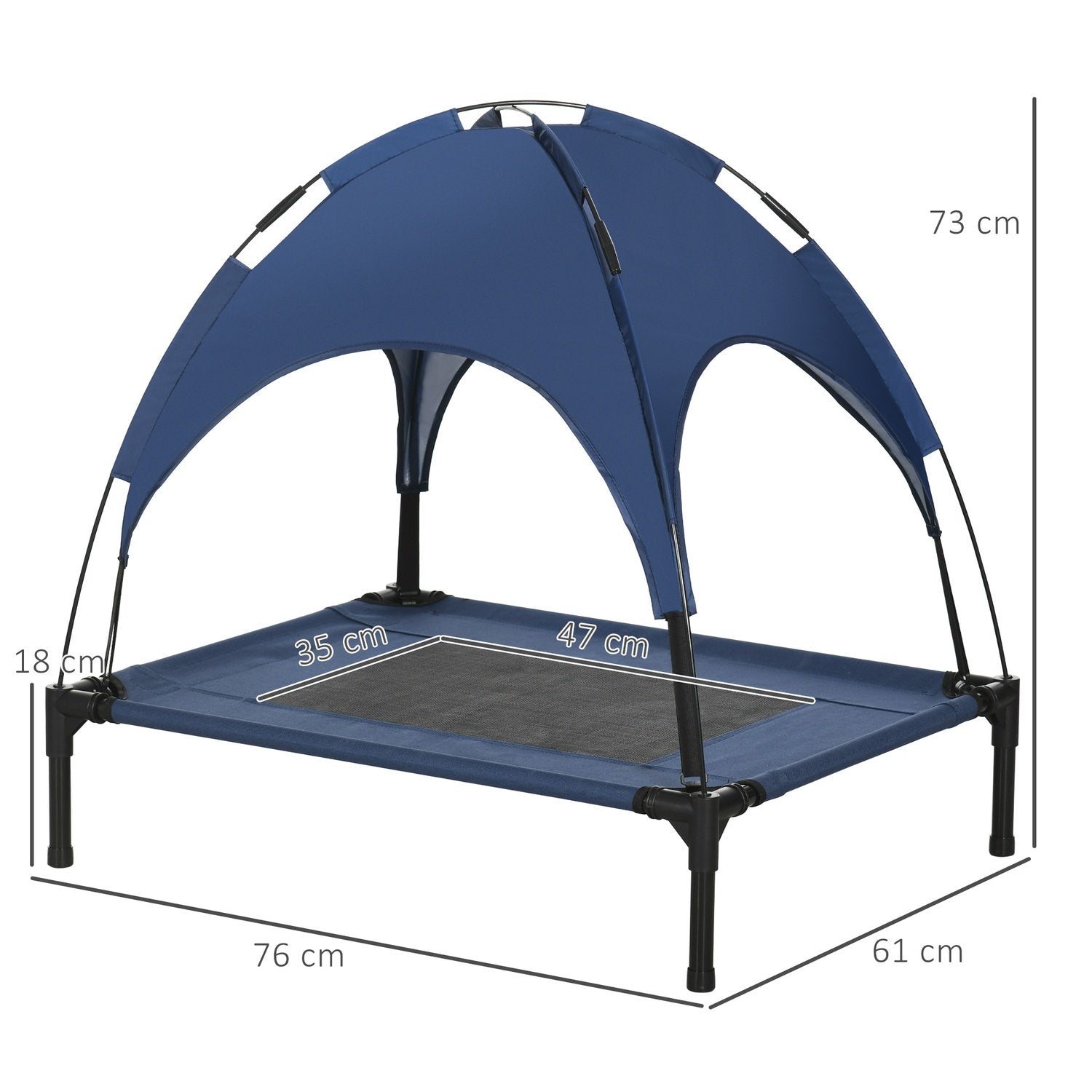 Pet Bed Outdoor Canopy Raised Mesh Uv-Skydd Mörkblå Medium Dogs