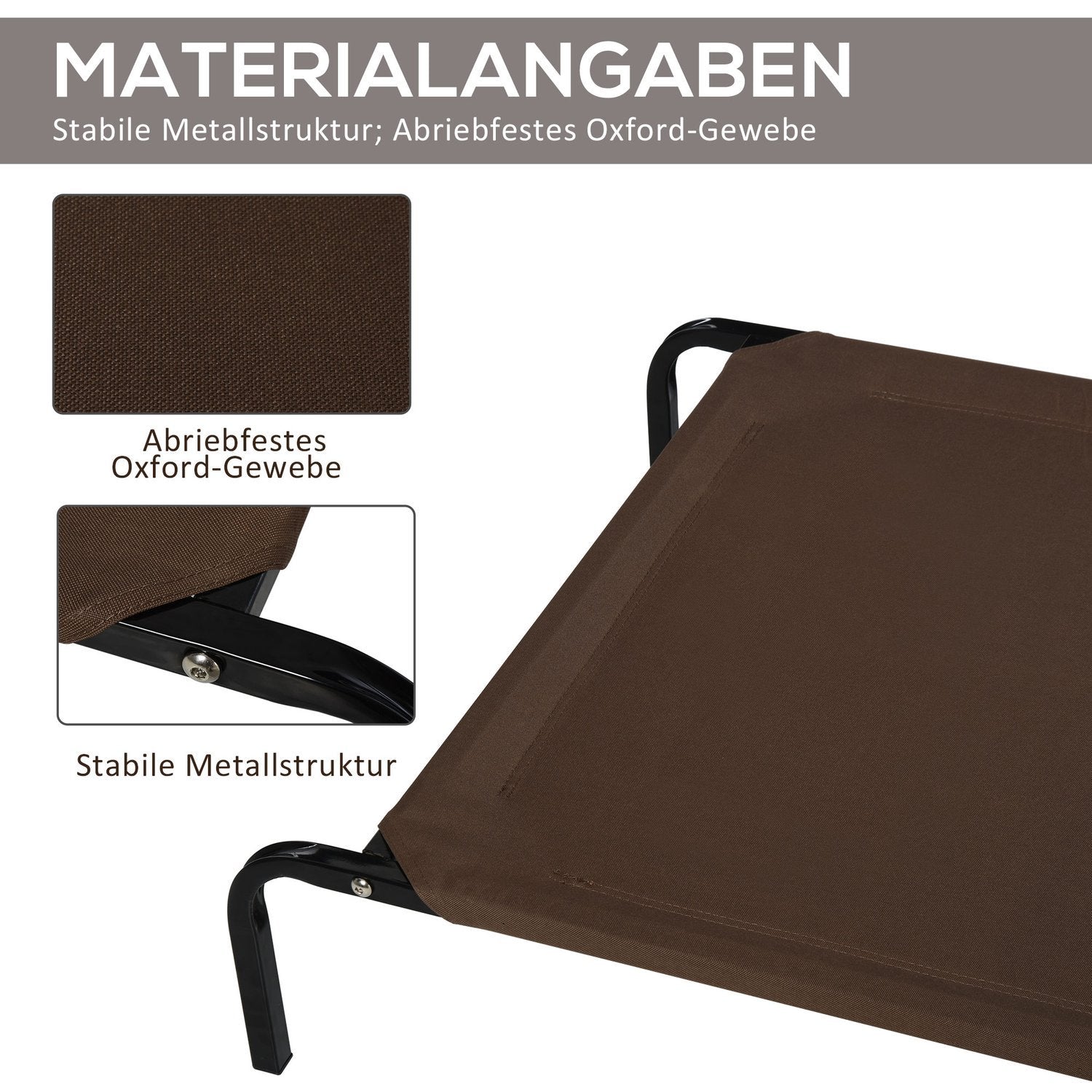 Hundsäng Utomhus Hundsäng Kattsäng Med Nätsäng För Husdjur Sovplats Metall Oxford Tyg Kaffe 130 X 80 X 20 Cm