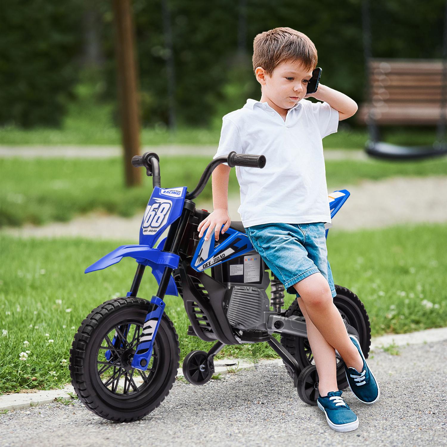Elektrická motorka pro děti, 12 V, hudba, 3–6 let, modrá