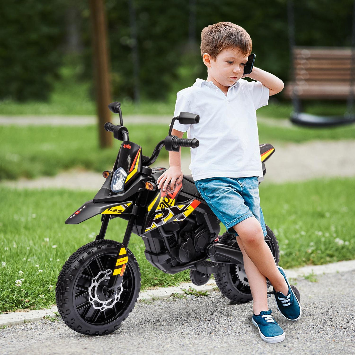 Dětská elektrická motorka, 12 V, s hudbou a tréninkovými kolečky, 6 km/h