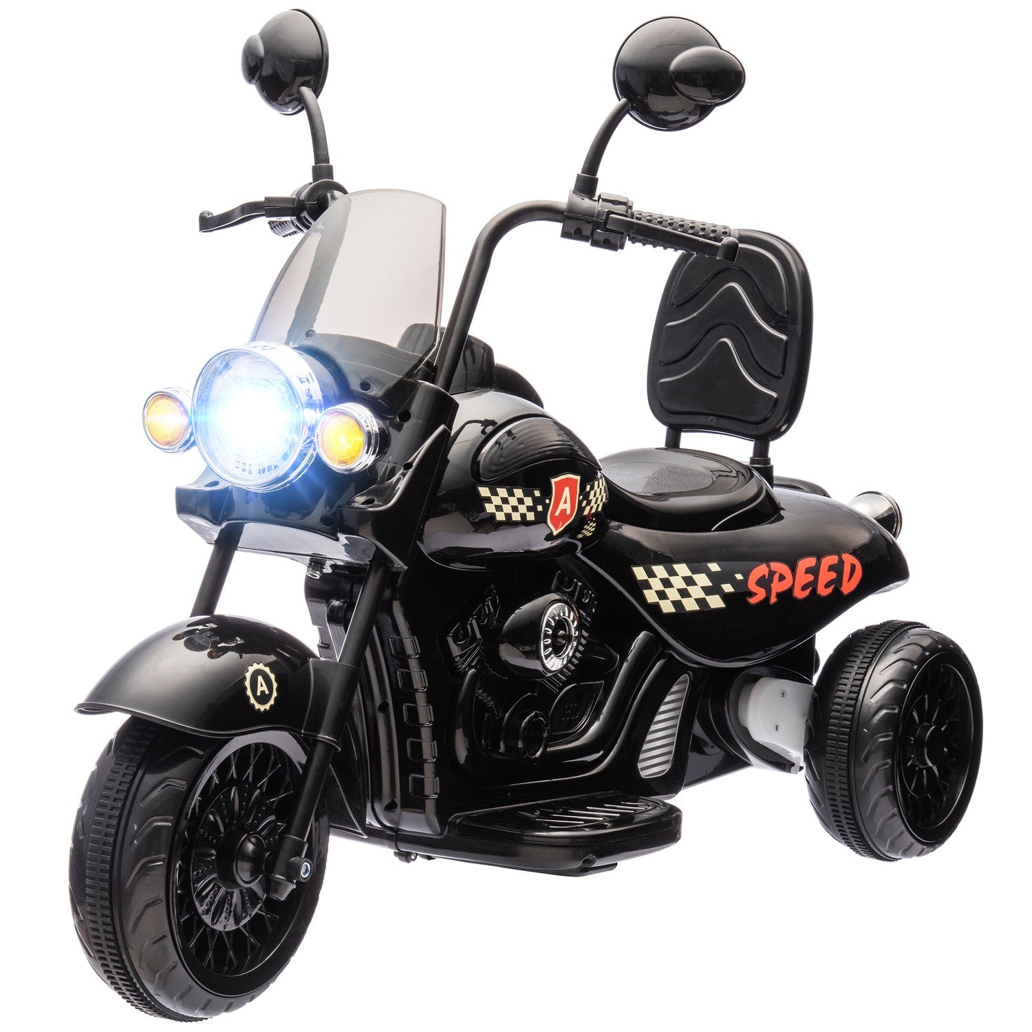 Elmotorcykel för barn, 6V, LED, 3-6 år, Svart